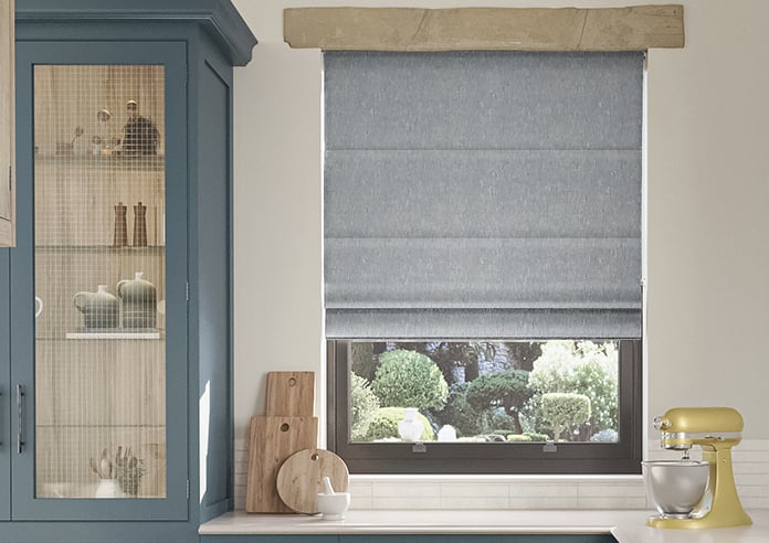 Delicate Chevron, Dark Blue - Motorised Roman Blind - Image 3